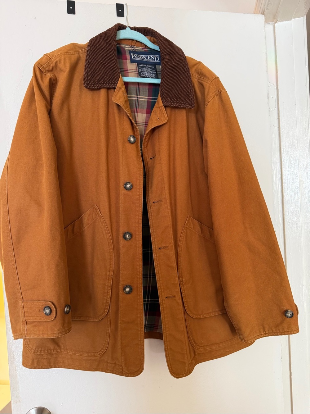 Lands' End Ochre Field Jacket with Dark Brown Corduroy Collar